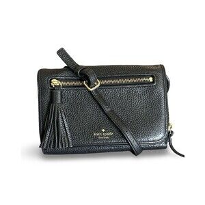 kate spade Black Pebbled Leather Crossbody with Tassel